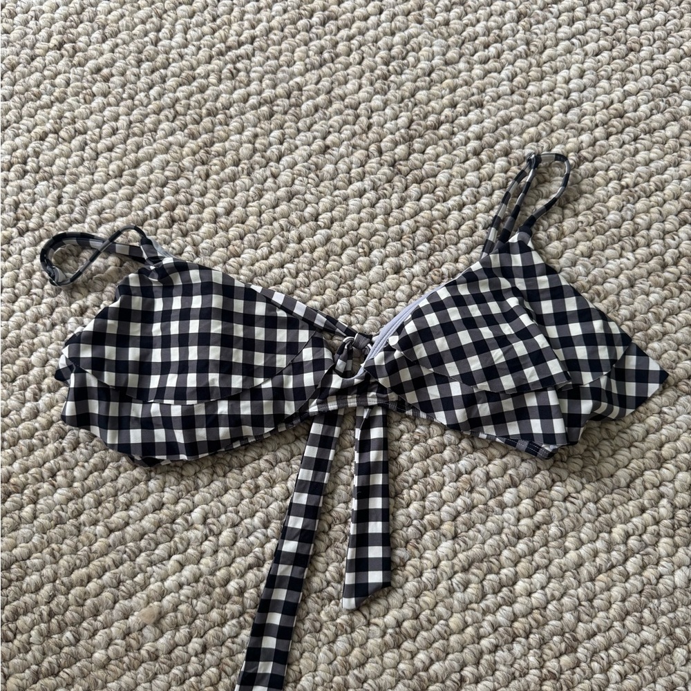 O'Neill Black and White Checkered Bikini Top Size L